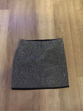 Bear Dance Black Mini Skirt with Silver Studs